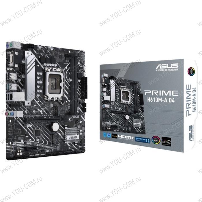 PRIME H610M-A D4 LGA1700 micro-ATX 2xDDR4 PCIEx16 PCIEx1 2xM.2 VGA HDMI DP GLAN (514428)