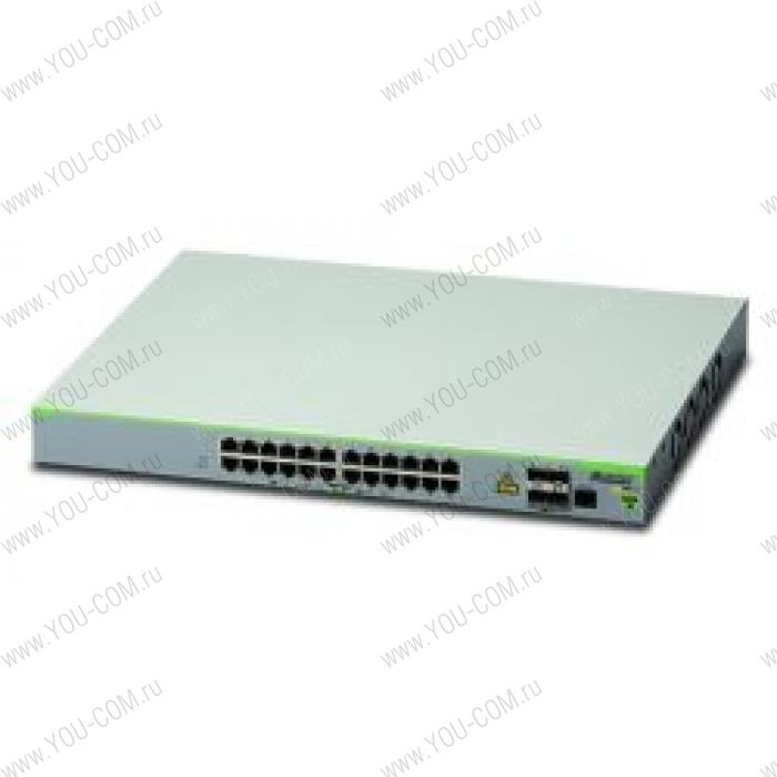 Allied telesis 24 x 10/100T POE+ ports and 4 x 100/1000X SFP (2 for Stacking), Fixed AC power supply, EU Power Cord