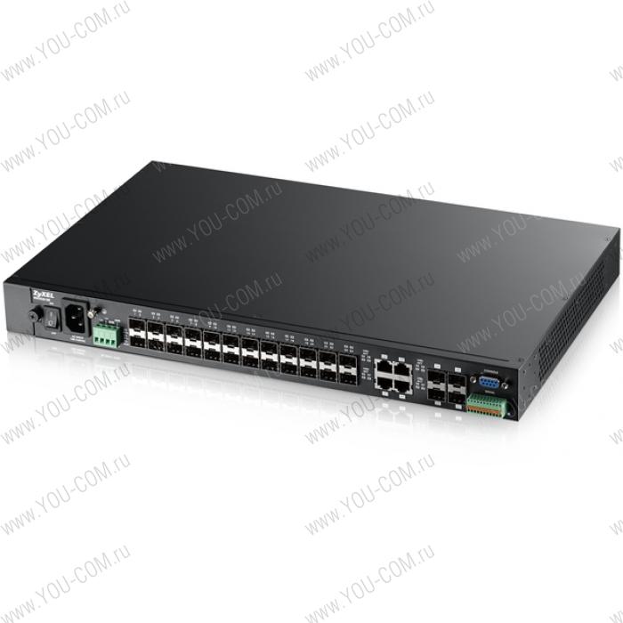 L2 коммутатор Zyxel MGS3520-28F, 24xSFP, 4xCombo (SFP/RJ-45), питание AC 220В/DC 12В