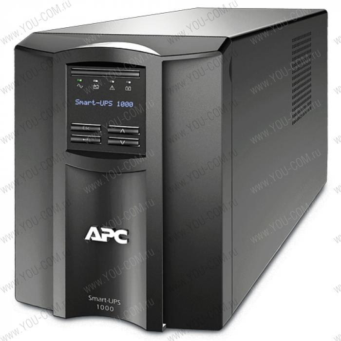 Источник бесперебойного питания APC Smart-UPS 1000VA/700W, Line-Interactive, LCD, Out: 220-240V 8xC13 (4-Switched), SmartSlot, USB, HS User Replaceable Bat, Black, 3(2) y.war. (REP: SUA1000I)_DEMO