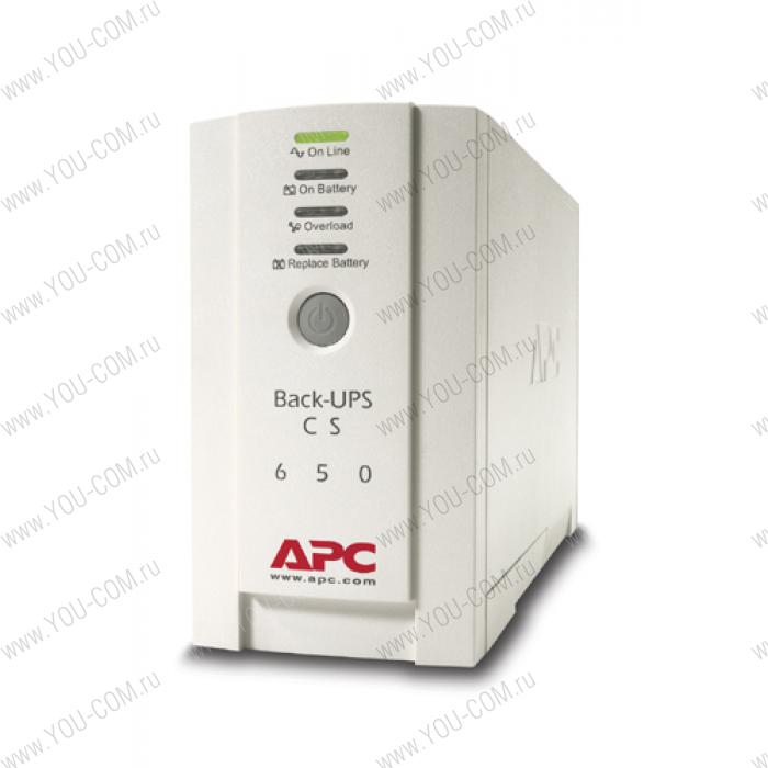 APC Back-UPS CS 650VA/400W, 230V, 4xC13 outlets (1 Surge & 3 batt.), Data/DSL protection, USB, PCh, user repl. batt., 2 year warranty (незначительное повреждение коробки)