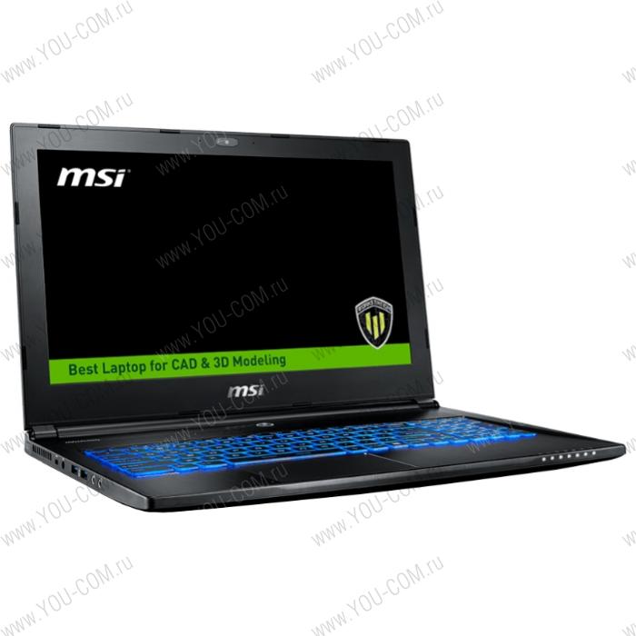 Ноутбук без сумки MSI WS60 7RJ-692RU Xeon E3-1505M 2.8GHz,CM238,15.6" UHD IPS AG,16GB DDR4 ECC(2),SuperRAID4-256Gb SSD/1TB 7.2krpm,NV M2200 4Gb,WiFi,BT,Backlite kbd,Win10Pro(64),3y,Black