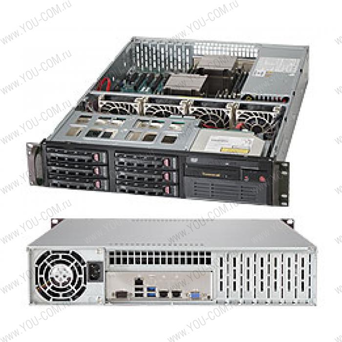 Платформа Supermicro SuperServer 2U 6028R-T no CPU(2) E5-2600v3/v4 noHS/ no memory(16)/ on board C612 RAID 0/1/5/10/ no HDD(6)LFF/ 2xGE/ 6xLP/ 1x650W Gold/ Backplane 6xSA(Незначительное повреждение коробки)