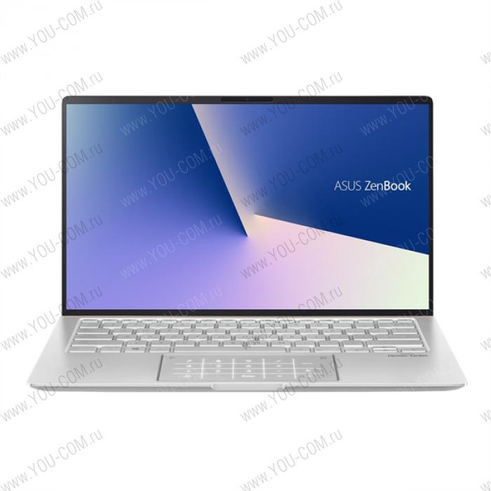 ASUS Zenbook 14 UX433FLC-A5393T Core i5-10210U/8Gb/512GB SSD/Intel UHD 620/14"FHD IPS Glare (1920x1080)/NumberPad/NVIDIA GeForce MX250 2Gb//Cam infra 3D/Windows 10 Home/Illum KB/1,1kg/Silver