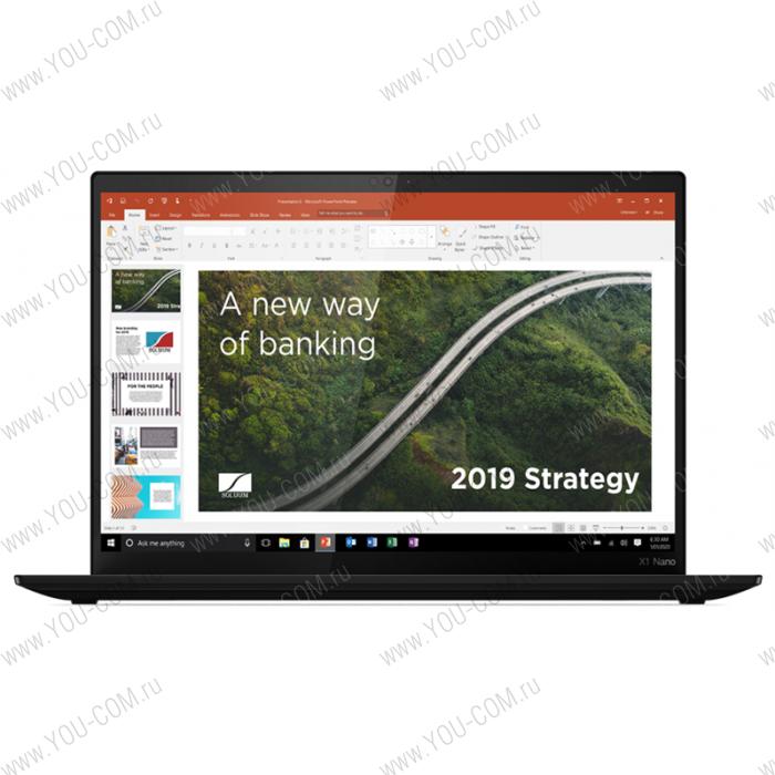 Ноутбук Lenovo ThinkPad X1 Nano Gen 1 20UN005SRT, 13" 2K (2160x1350) IPS AG 450N, i7-1160G7 2.1G, 16GB LP4X 4266, 512GB SSD M.2, Intel Iris Xe, WiFi 6, BT, 4G-LTE, FPR, IR Cam, 6cell 48Wh, 65W USB-C, Win 10 Pro, 3Y PS, 0.9kg, 