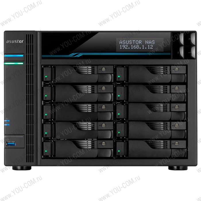 Сетевое хранилище ASUSTOR AS7110T 10-Bay NAS/Media player/Intel Xeon E-2224 3.4GHz up to 4.6GHz(Quad-Core), 8GB SO-DIMM DDR4, noHDD(HDD,SSD),/10x1GbE+3x2,5Gbe(LAN)/3xUSB3.2,HDMI/M.2/4ip camera license ; 90IX01D1-BW3S1