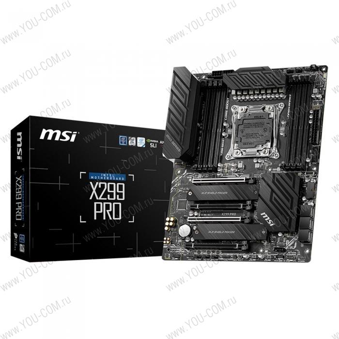 X299 PRO, ATX, Socket 2066, Intel®X299, 8xDDR4-2933, 4xPCI-Ex16, 6xSATA3(RAID 0/1/5/10), 2xM.2, 8 Ch Audio, 1x2.5GLan, 1xGLan, (4+4)xUSB2.0, (4+4)xUSB3.2, (1+1)xUSB3.2 Type-C™, 1xPS/2 RTL{10} (760056)