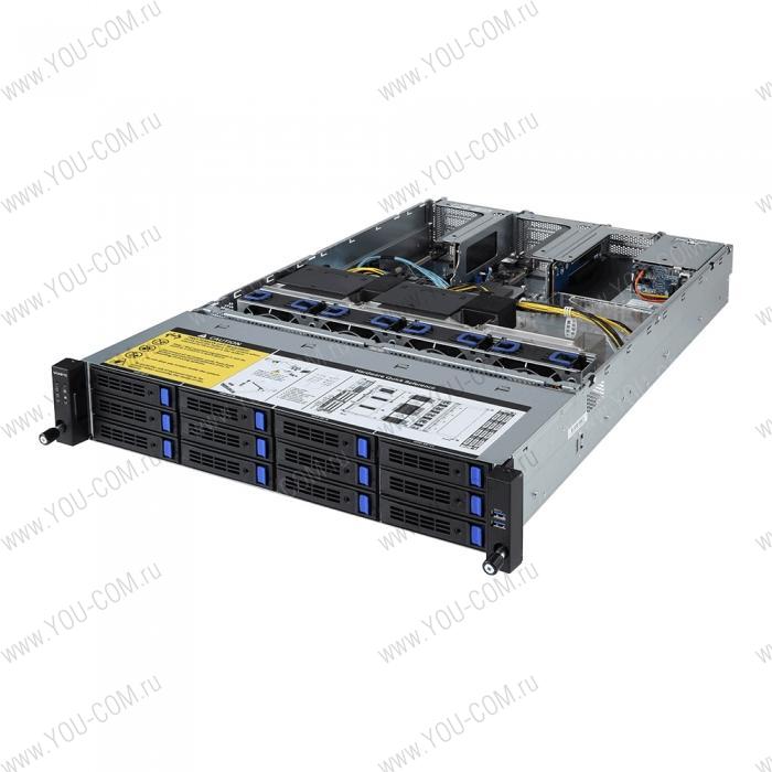 R281-3C2 (Rev 3xx)  2U, 2x LGA-3647, Intel C621 Chipset, 24x DIMM slots, 12 x 3.5" and 2 x 2.5" SATAIII HS HDD/SSD bays, 2x GPU, 2x 1Gb/s LAN ports (I350-AM2),  Aspeed AST2500, Dual 1200W 80 PLUS Platinum