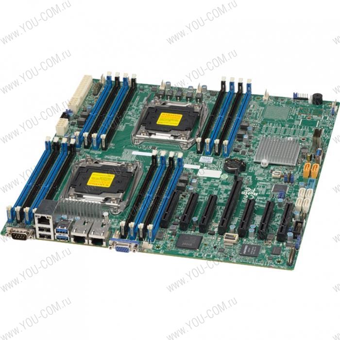 Материнская плата SuperMicro MBD-X10DRH-I-O, RTL  E-ATX  16x 288-pin DDR4 DIMM slots   10x SATA3 ports  5x USB 3.0 ports  4x USB 2.0 ports  1x VGA Connector