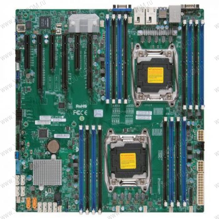 Материнская плата SuperMicro MBD-X10DRI-T-B E-ATX, 2xR3(LGA 2011) for Xeon E5-2600 v4/ v3;QPI up to 9.6GT/s,Up to 2TB ECC 3DS LRDIMM, up to DDR4- 2400MHz ; 16x DIMM slots,3 PCIEx16 and 3 PCIEx8, Intel X540 Dual port 10GBase-T, 10x SATA3; RAID 0, 1, 5, 10