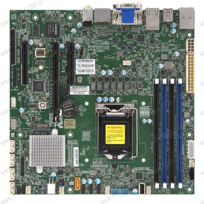 Материнская плата SuperMicro MBD-X11SCZ-F-O Socket LGA1151,Intel C246,1 слот 16x PCI-E,1x DVI-I, 1x VGA монитор, 2x DisplayPort,2x 1 Гбит / с, RAID-контроллер, MicroATX, 4x DDR4,1 разъем M Key PCI-E 2280, 22110, {10} (331147)