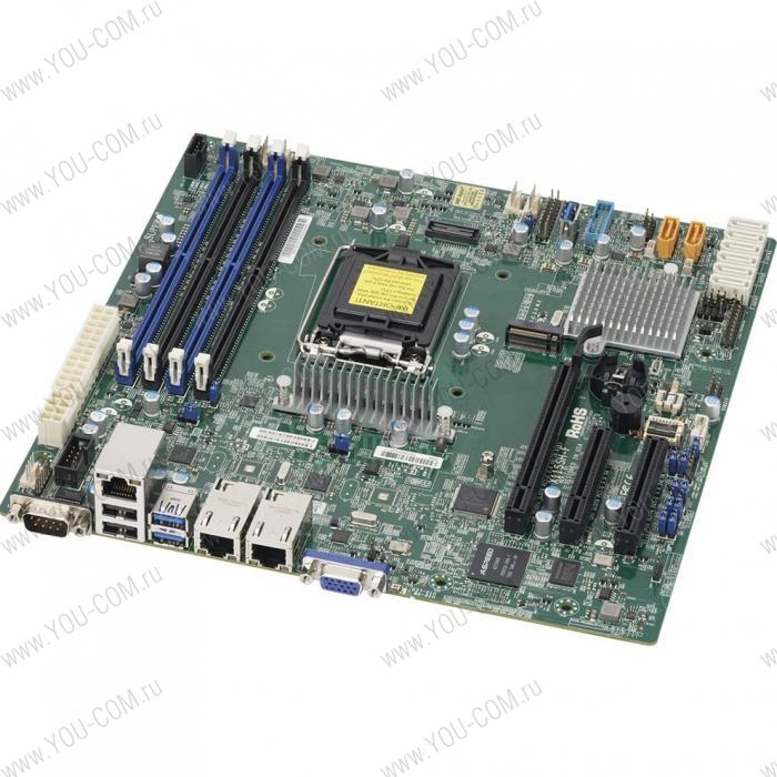 MBD-X11SSH-F-B Micro-ATX  LGA 1151  64GB Unbuffered ECC UDIMM  DDR4-2400MHz, in 4 DIMM slots  6 USB 2.0 ports 5 USB 3.0 ports  1 VGA port  1 PCI-E 3.0 x8 (in x16 slot)  1 PCI-E 3.0 x8  1 PCI-E 3.0 x4 (in x8 slot) (186525)