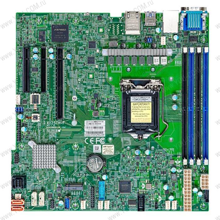 Материнская плата MBD-X12STH-F-O Intel® Xeon®  E-2300 Processor, 10th Generation Intel® Pentium® Processor, Single Socket LGA-1200 (Socket H5) supported, CPU supports Up to 95W TDP,Intel® C256,Up to 128GB ECC UDIMM, DDR4-3200MHz, in 4 DIMM slots,