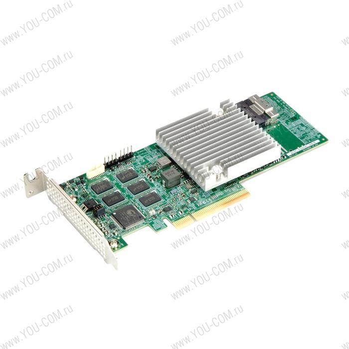 AOC-S3908L-H8IR-32DD-O 8 internal SAS3 ports, Supports up to 32 physical devices w/ expander, 1x SlimSAS x8 black (100-Ohm) connector