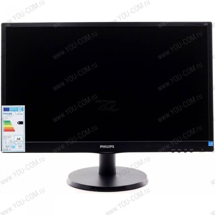 23,6" PHILIPS 243V5QHSBA (00/01) Black (MVA, 1920x1080, D-sub+DVI+HDMI, 8 ms, 178°/178°, 250 cd/m, 10M:1(3000:1) (731892) (731908)