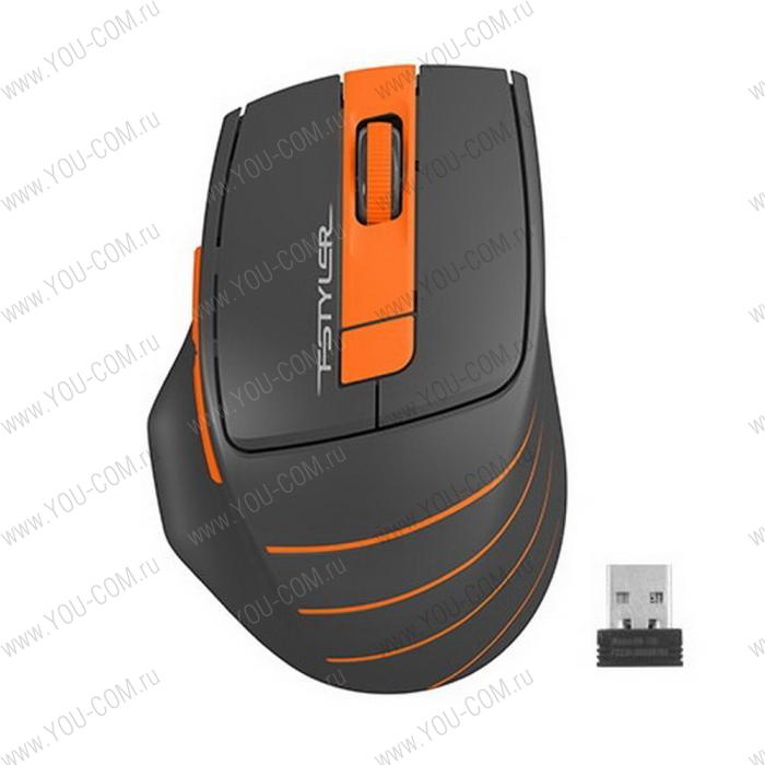 Мышь беспроводная A4Tech Fstyler FG30S серый/оранжевый оптическая (2000dpi) silent USB (6but) , (947572)