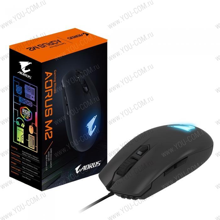 AORUS M2/USB MICE/IR/BK AORUS M2 игровая, проводная (USB, 1.8м), 6200dpi, RTL {40} (551216)