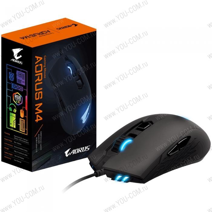 GM-AORUS M4, AORUS M4 /USB MICE/IR/BK игровая, проводная (USB, 1.8м), 6400dpi, RTL {40}