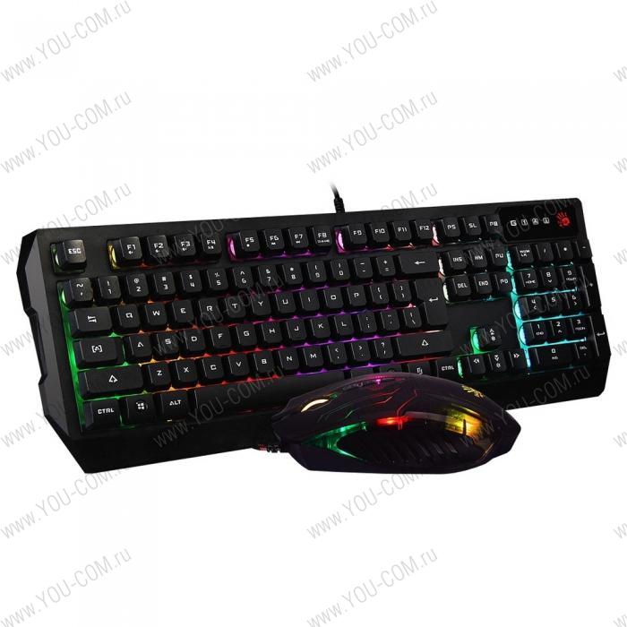 Клавиатура + Игровая мышь A4Tech Bloody Q1300 (Q135 Neon + Q50) , черный/красный, USB, RTL {10} (944847)