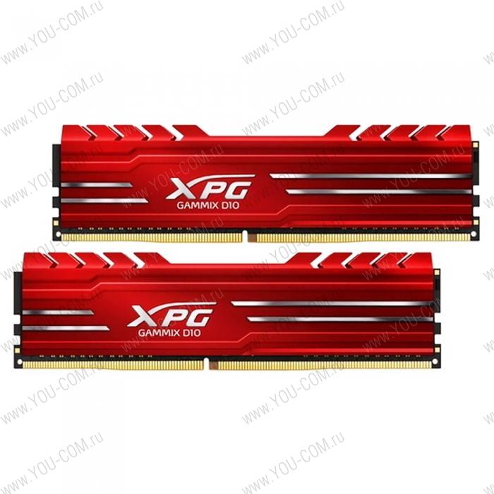 32GB ADATA DDR4 3200 DIMM GAMMIX D10 Red Gaming Memory AX4U3200316G16A-DR10 Non-ECC, CL16, 1.35V, 1024x8, Kit (2x16GB), RTL