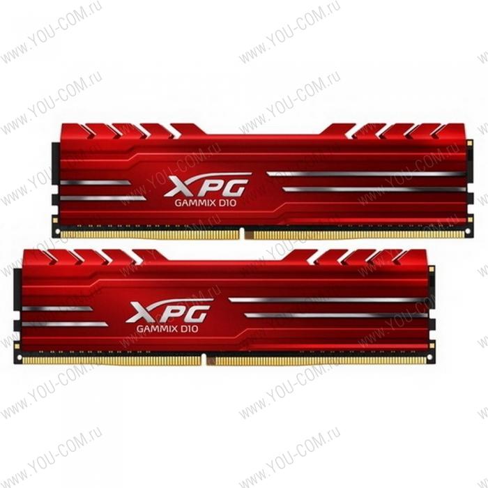 16GB ADATA DDR4 3200 DIMM XPG GAMMIX D10 Red Gaming Memory AX4U32008G16A-DR10 Non-ECC, CL16, 1.35V, Heat Shield, Kit (2x8GB), RTL, (930651)