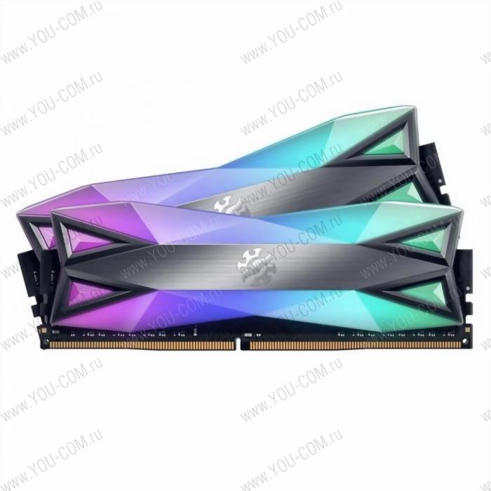 16GB ADATA DDR4 3200 DIMM XPG SPECTRIX D60G RGB Grey Gaming Memory AX4U32008G16A-DT60 Non-ECC, CL16, 1.35V, Heat Shield, Kit (2x8GB), RTL, (931092)