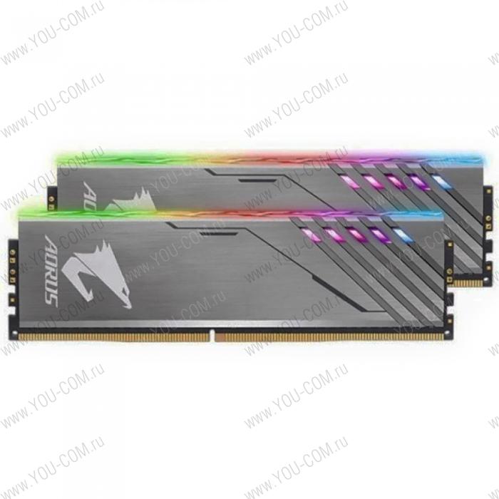 16GB Gigabyte DDR4 3200 DIMM Aorus RGB Silver Gaming Memory GP-AR32C16S8K2HU416RD 2 pack Non-ECC, CL16, 1.35V, Exclusive 2xRGB Infused Demo Module, Kit (2x8GB), RTL {20} (804886)