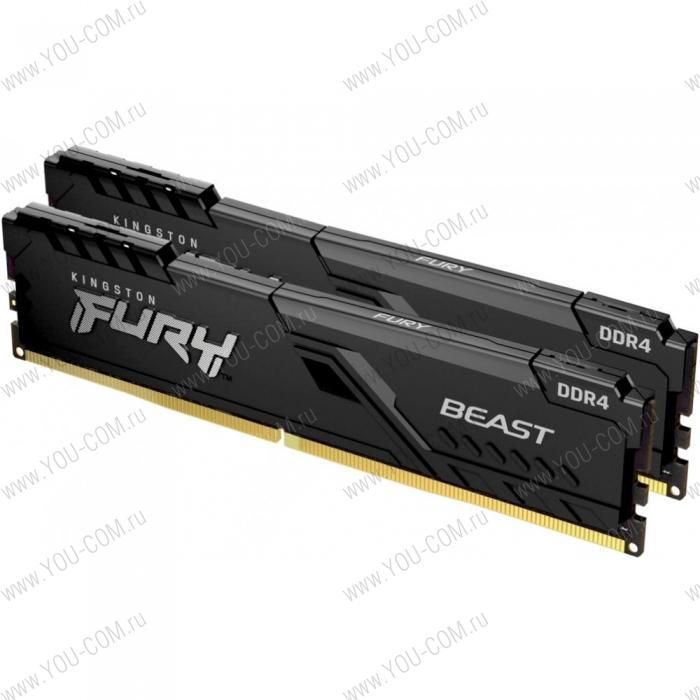 Оперативная память Kingston 16GB 2666MHz DDR4 CL16 DIMM (Kit of 2) FURY Beast Black, 1 year