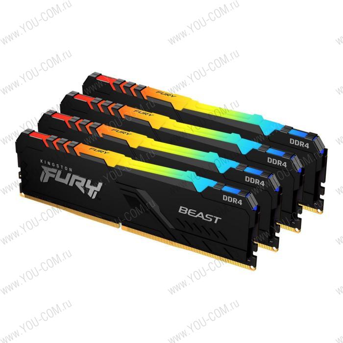 32GB Kingston DDR4 3000 DIMM FURY Beast Black RGB Gaming Memory KF430C15BBAK4/32 Non-ECC, CL15, 1.35V, 1Gx8, RTL