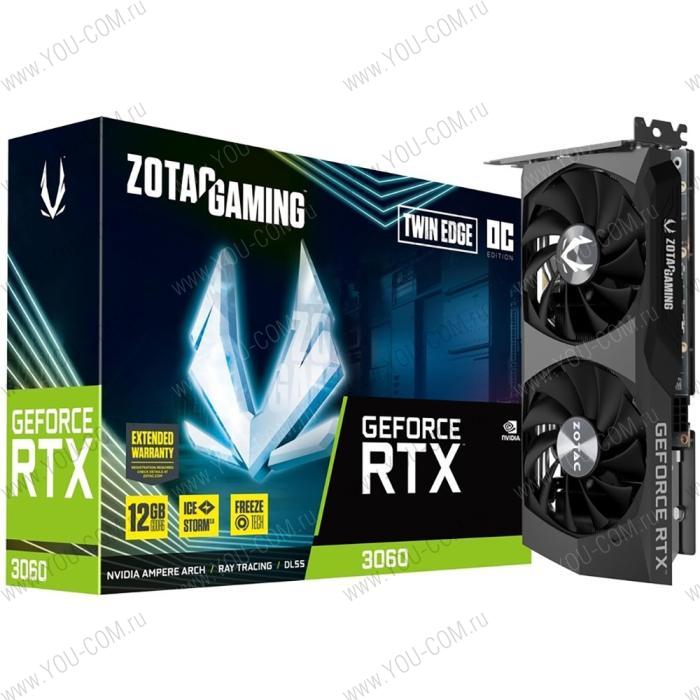 RTX3060 Twin Edge OC 12GB GDDR6 192bit DVI HDMI 3xDP BLK (ZT-A30600H-10M) (Ввезен в составе арт. 79053 ГТД 10005030/270521/0248775/11 - 14шт, 10005030/100621/0278260/1 - 292шт, 10005030/150621/0284767/1 - 200шт, 10005030/180621/0292541/2 - 100шт)