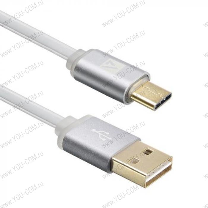 USB кабель ACD-Smart USC-C ~ USB-A  2-сторонние коннекторы, индикатор заряда, TPE, 1м, серый (ACD-U915-C2A)