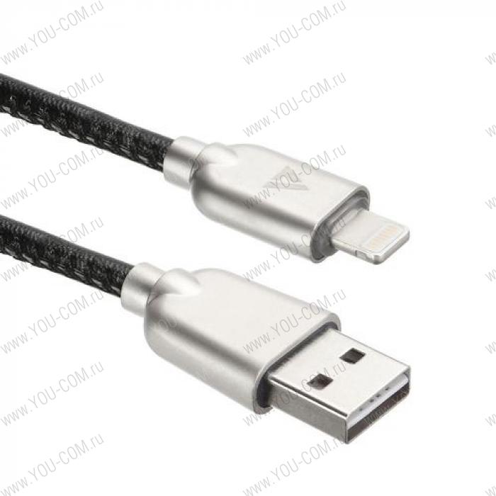 USB кабель ACD-Allure Lightning ~ USB-A Кожа, 1м, черный (ACD-U926-P5B)