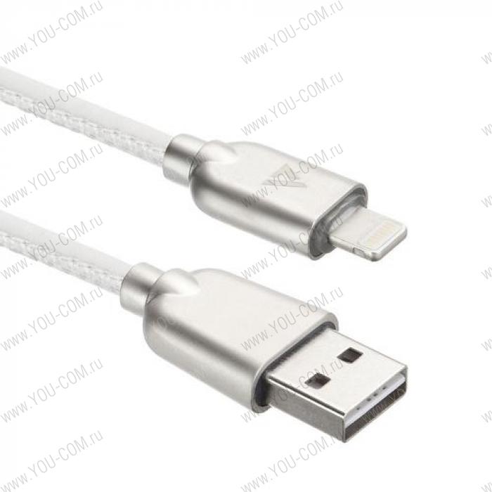 USB кабель ACD-Allure Lightning ~ USB-A Кожа, 1м, белый (ACD-U926-P5W)