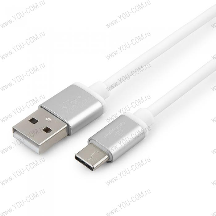 Кабель USB 2.0 Cablexpert CC-S-USBC01W-1M AM/Type-C, серия Silver, длина 1м, белый, блистер