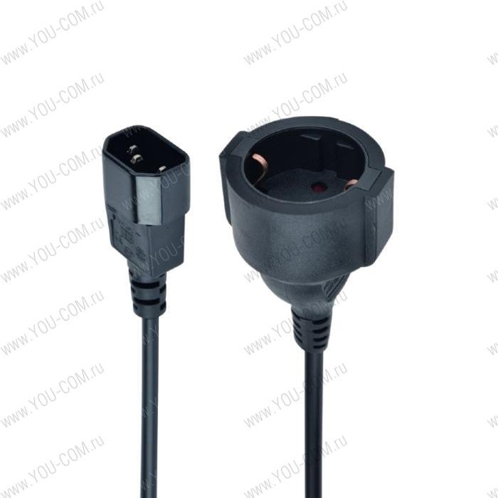 Кабель питания Cablexpert PC-SFC14M-01, 15 см, C14 - евророзетка (Schuko S23), 3*0.75 mm2, 10A (082860) (001473)