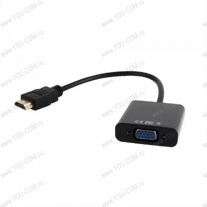 Переходник HDMI-VGA Cablexpert A-HDMI-VGA-03, 19M/15F, длина 15см, Jack3.5 аудиовыход {500} (089784)