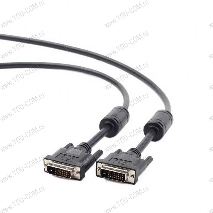 Кабель DVI-D dual link Cablexpert CC-DVI2-BK-6, 25M/25M, 1.8м, черный, экран, феррит.кольца, пакет {60} (081542)