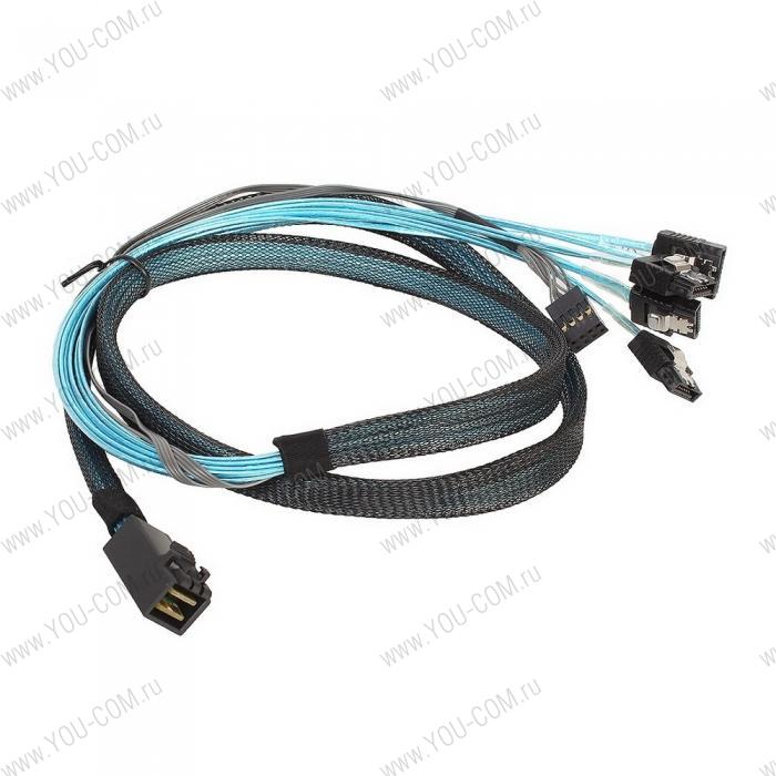 Кабель ACD-SFF8643-SATASB-08M-MR, INT SFF8643-to-4*SATA+SB ( HDmSAS -to- 4*SATA+SideBand internal cable), Metall Lockers, Reverse, 75cm (6709080-75)