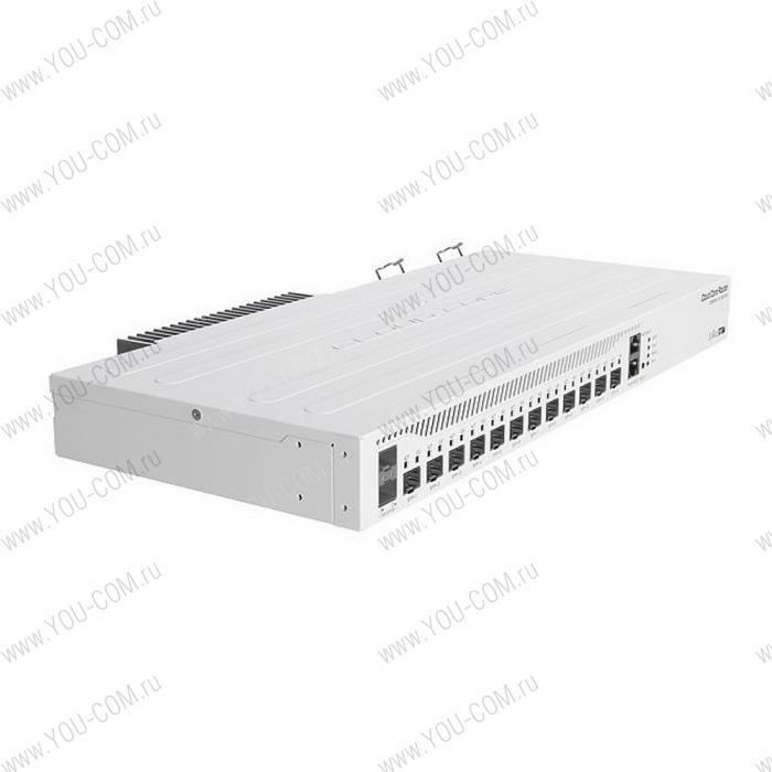 CCR2004-1G-12S+2XS with Annapurna Alpine AL32400 Cortex A57 CPU (4-cores, 1.7GHz per core), 4GB RAM, 1x Gigabit RJ45 port, 12x 10G SFP+ cages, 2 x 25G SFP28 cages, RouterOS L6, 1U rackmount case, Dual PSU, RTL {5}