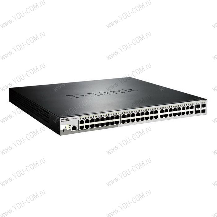 Коммутатор D-Link DGS-1210-52MP/ME/B2A, PROJ L2 Managed Switch with 48 10/100/1000Base-T ports and 4 1000Base-X SFP ports (8 PoE ports 802.3af/802.3at (30 W), 40 PoE ports 802.3af (15,4 W), PoE Budget 370 W).1