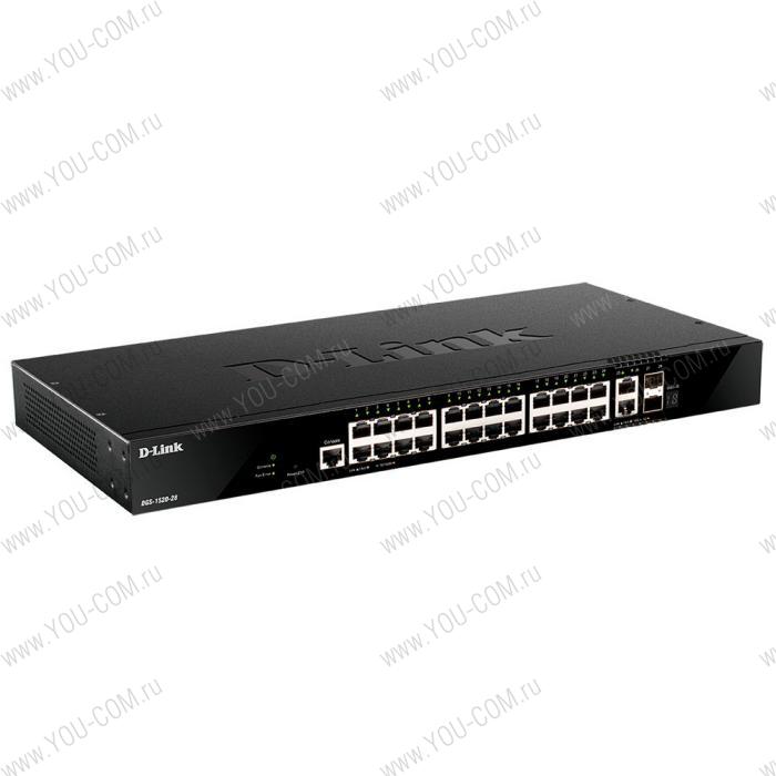 Коммутатор D-Link DGS-1520-28/A1A, PROJ Managed L3 Stackable Switch 24x1000Base-T, 2x10GBase-T, 2x10GBase-T, 2x10GBase-X SFP+, CLI, 1000Base-T Management, RJ45 Console