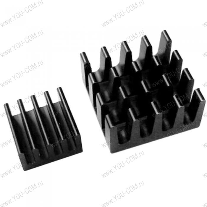 RA027   Набор радиаторов ACD Black Aluminum Heat Sink set (14*14*7mm + 9*9*5mm) for Raspberry Pi3 B, Pi3 B+, Pi4