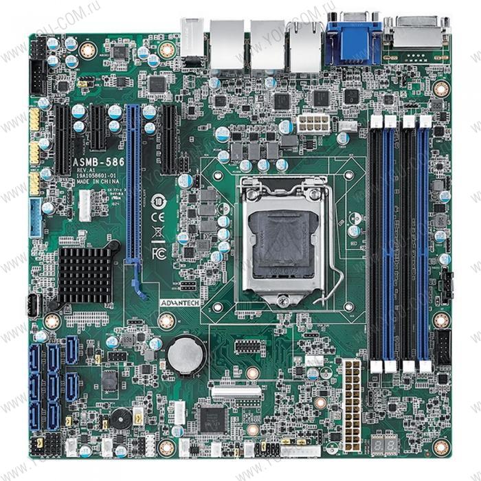 ASMB-586G2-00A1 Advantech LGA 1151 Intel® Xeon® E & 8th/9th Generation Core™ MicroATX Server Board with 4 DDR4, 4 PCIe, 6 USB 3.1, 8 SATA3, Dual LANs, IPMI