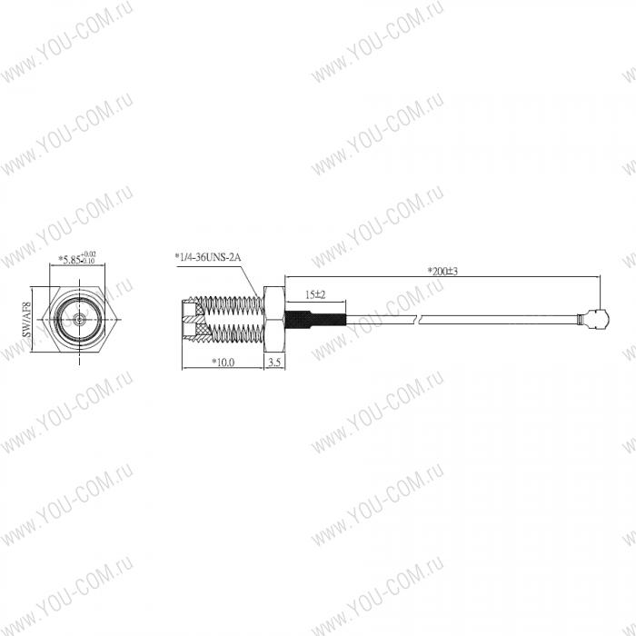 1750008653-01 Advantech WiFi Coaxial Cable, 200 mm Advantech SMA/F-R-BH MHF4/113 BLK 