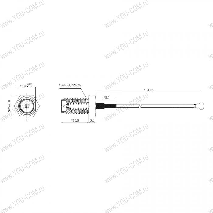 1750008799-01 Advantech WiFi Coaxial Cable, 150 mm Advantech SMA/F-R-BH MFH4/113 BLK