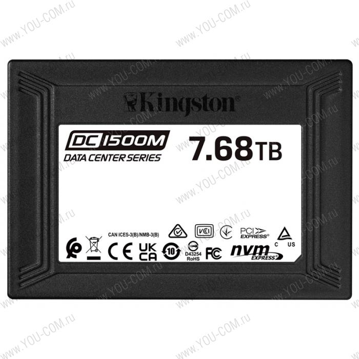 Твердотельный накопитель Kingston Enterprise SSD 7,68TB DC1500M U.2 2.5" PCIe NVMe Gen3x4 R3100/W2700MB/s 3D TLC MTBF 2М 420 000/200 000 IOPS 1DWPD (Data Center SSD for Enterprise) 3 years