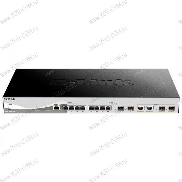 Коммутатор D-Link DXS-1210-12TC/A2A, PROJ L2+ Smart Switch with 8 10GBase-T ports and 2 10GBase-T/SFP+ combo-ports and 2 10GBase-X SFP+ ports.16K Mac address, 240Gbps switching capacity, 802.3x Flow Control, 802