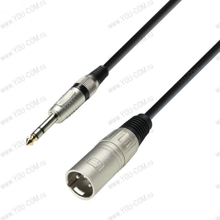 Кабель микрофонный XLR (M) - TRS 6.3 mm stereo, 0.31 мм², длина 3 м, цвет черный